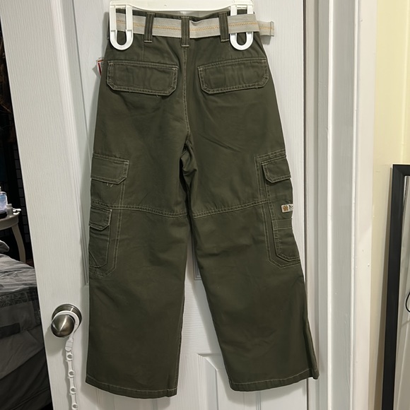 Nevada Boys Pants, SZ 8 100 % Cotton Army Green with Belt NWT - Picture 2 of 7